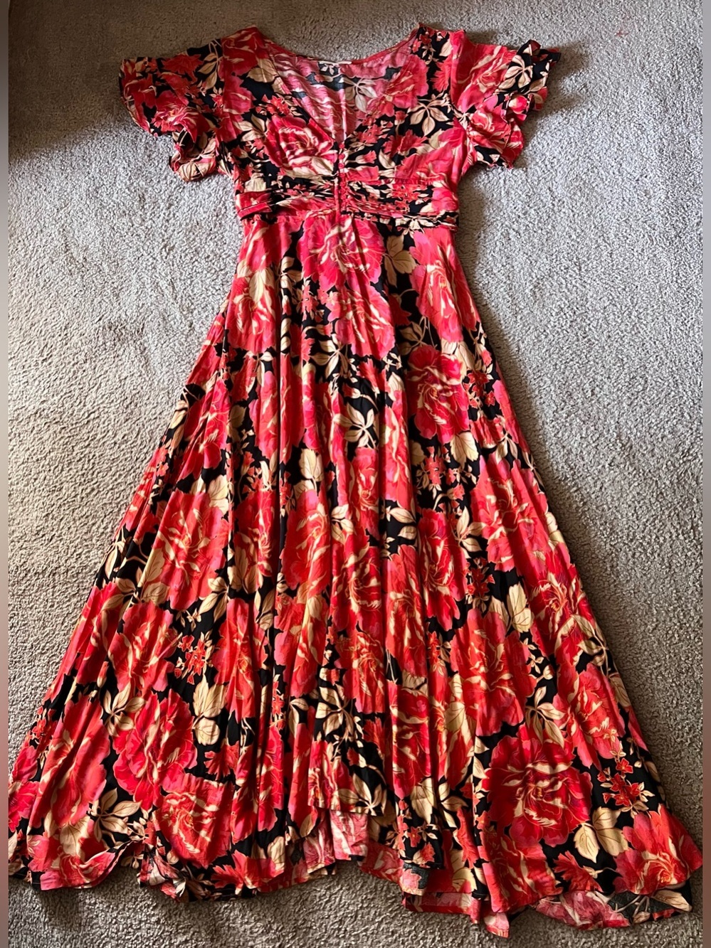 Anthropologie Abel The Label Vivid Dreams Boho Bright Floral Maxi Dress Sz M - Picture 4 of 14